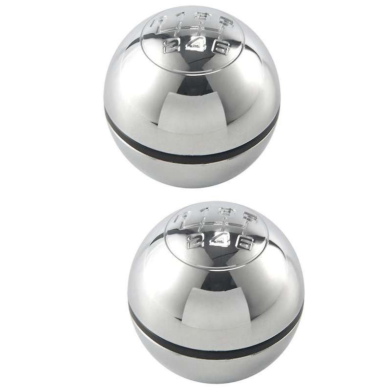 2pcs 6 Speed Car Manual Gear Shift Knob Bright Lever Shifter Stick Hand Ball for 2010-on