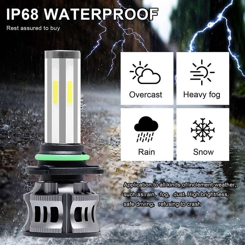 2PCS 6 Sides LED Headlight Kit High Low Beam DOB LED Bulb Car Lighting 3000K 6000K 8000K Three Color