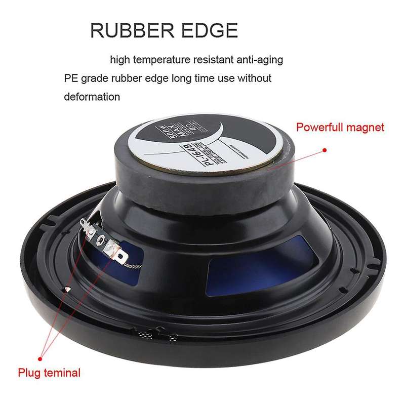 2Pcs 6.5 Inch 500W Car HiFi Coaxial Speaker Vehicle Door Auto Audio Music Stereo Full Range Frequenc