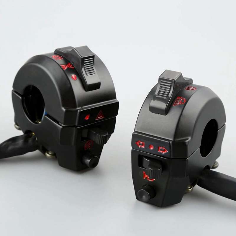 2Pcs 7/8 Inch 22 mm Universal Motorcycle Handlebar Control Switch Left and Right Low Beam Turn Signa