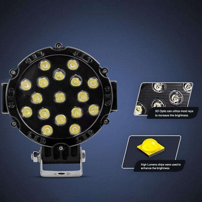 2Pcs 7 Inch LED Offroad Pod Lights Bar 51W Spot Bumper Driving Headlight Fog Light for Off Road, Tru