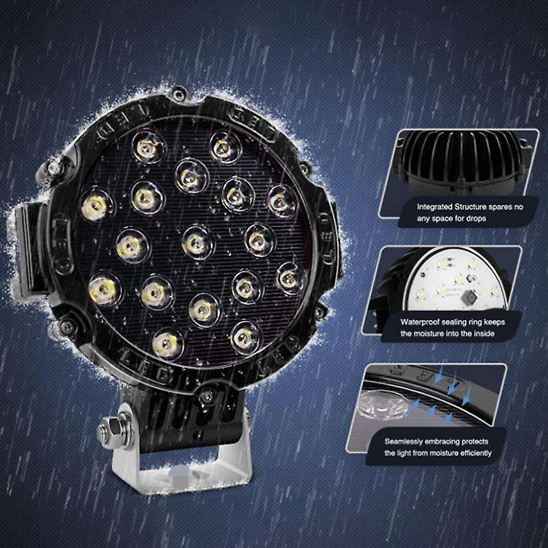 2Pcs 7 Inch LED Offroad Pod Lights Bar 51W Spot Bumper Driving Headlight Fog Light for Off Road, Tru