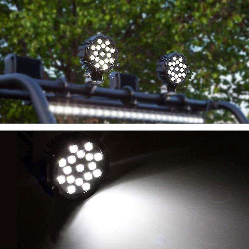 2Pcs 7 Inch LED Offroad Pod Lights Bar 51W Spot Bumper Driving Headlight Fog Light for Off Road, Tru