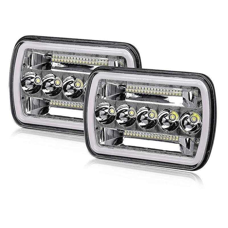 2PCS 7X6 Inch 5X7 LED Headlights Hi/Lo Beam with DRL Square Work Lights for /Off-Road/ATV/Truck,HL10
