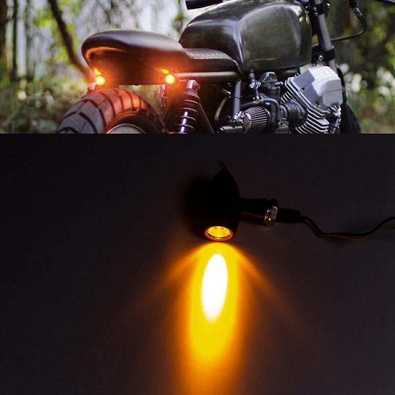 2PCS 8MM Motorcycle Retro Turn Signal Light Motorcycle Amber Turn Signal Indicator Light for