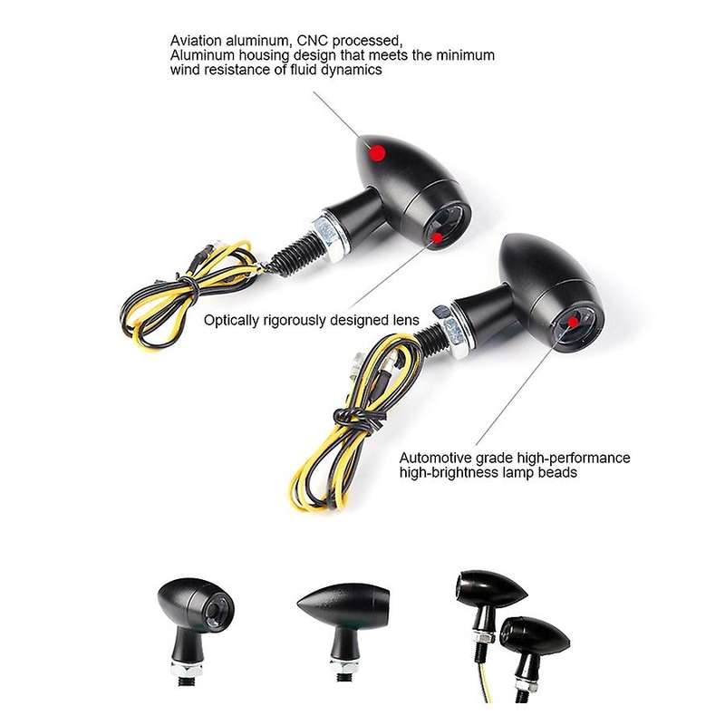 2PCS 8MM Motorcycle Retro Turn Signal Light Motorcycle Amber Turn Signal Indicator Light for