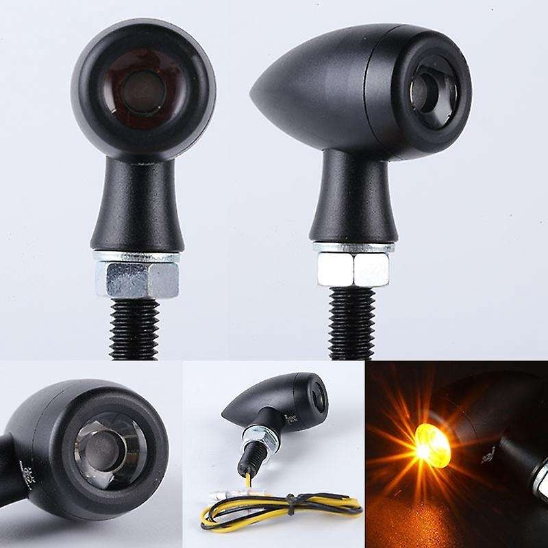 2PCS 8MM Motorcycle Retro Turn Signal Light Motorcycle Amber Turn Signal Indicator Light for