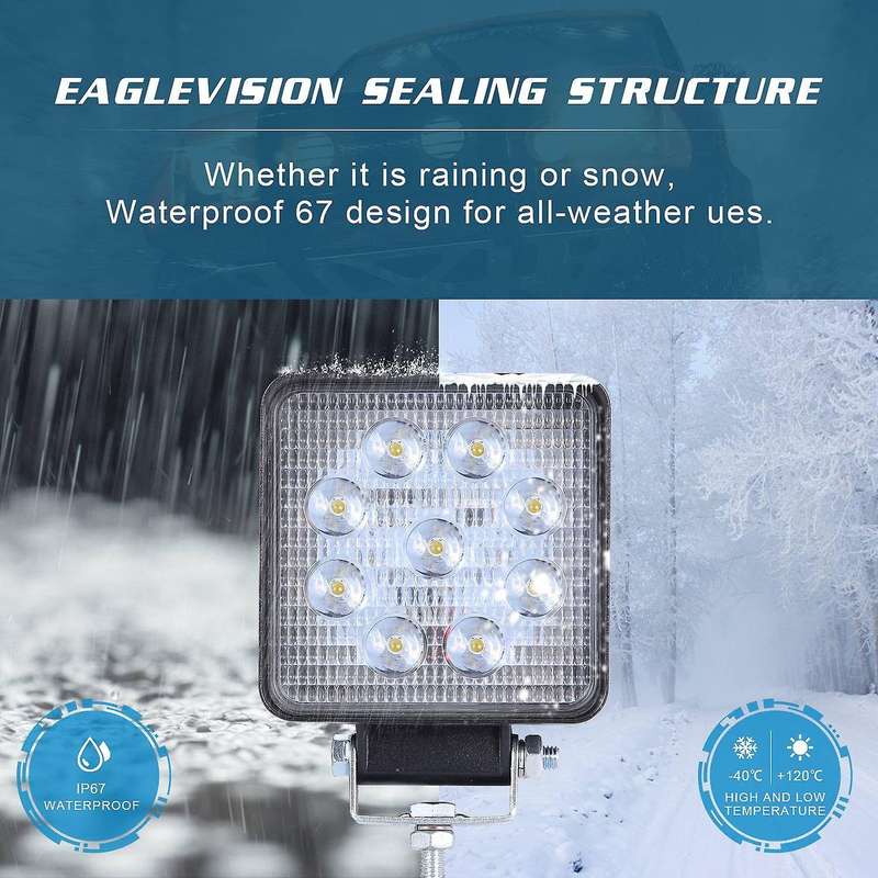 2Pcs 90W 6000K 9000Lm Spotlight Led Work Bars Driving Lamps Waterproof Road Fog Lights for Truck Atv