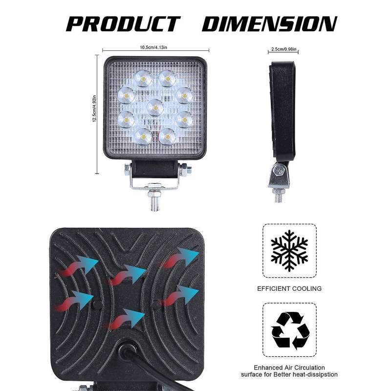 2Pcs 90W 6000K 9000Lm Spotlight Led Work Bars Driving Lamps Waterproof Road Fog Lights for Truck Atv