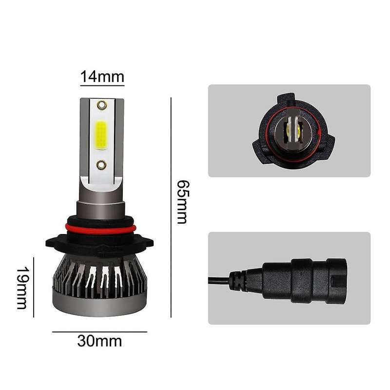 2Pcs 9006/Hb4 Mini1 Led Headlight 36W 6000Lm Cob Bulbs Kit Hi/Low Beam 6000K