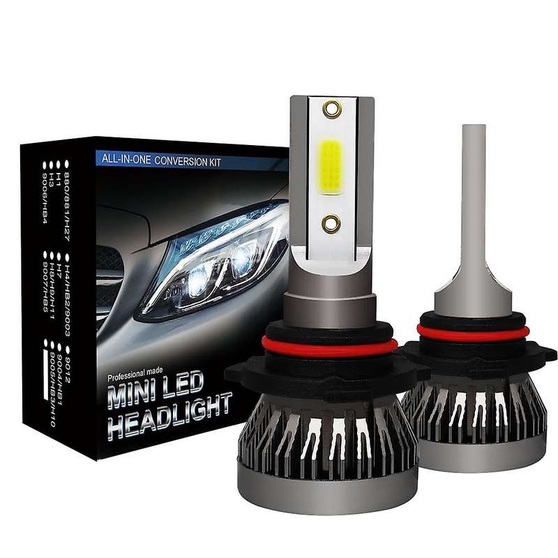 2Pcs 9006/Hb4 Mini1 Led Headlight 36W 6000Lm Cob Bulbs Kit Hi/Low Beam 6000K