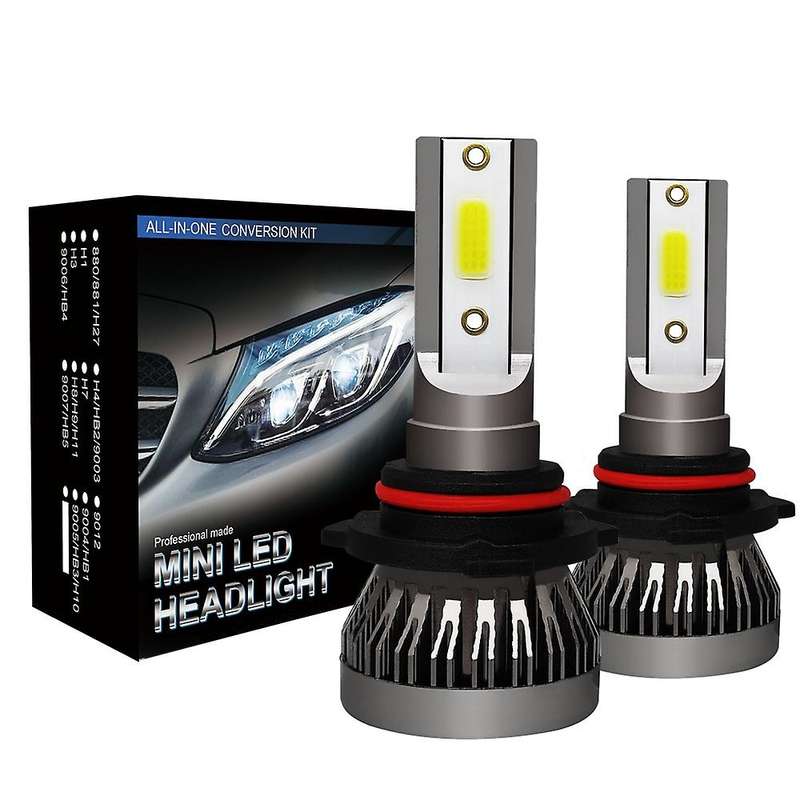 2Pcs 9006/Hb4 Mini1 Led Headlight 36W 6000Lm Cob Bulbs Kit Hi/Low Beam 6000K