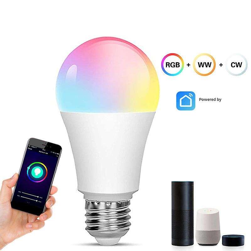 2Pcs A19 Tuya Smart Wifi Bulb B22 850Lm RGB 2700K to 6500K 9W Bulb Can Compatible Alexa Home