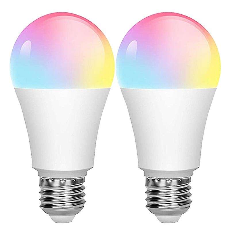 2Pcs A19 Tuya Smart Wifi Bulb B22 850Lm RGB 2700K to 6500K 9W Bulb Can Compatible Alexa Home