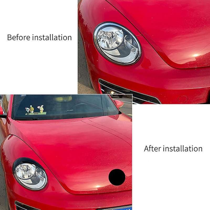2PCS ABS Black Front Headlight Eyelids Eyelashs Covers for A5 2012 - 2018 Head Light Eyebrows Trim