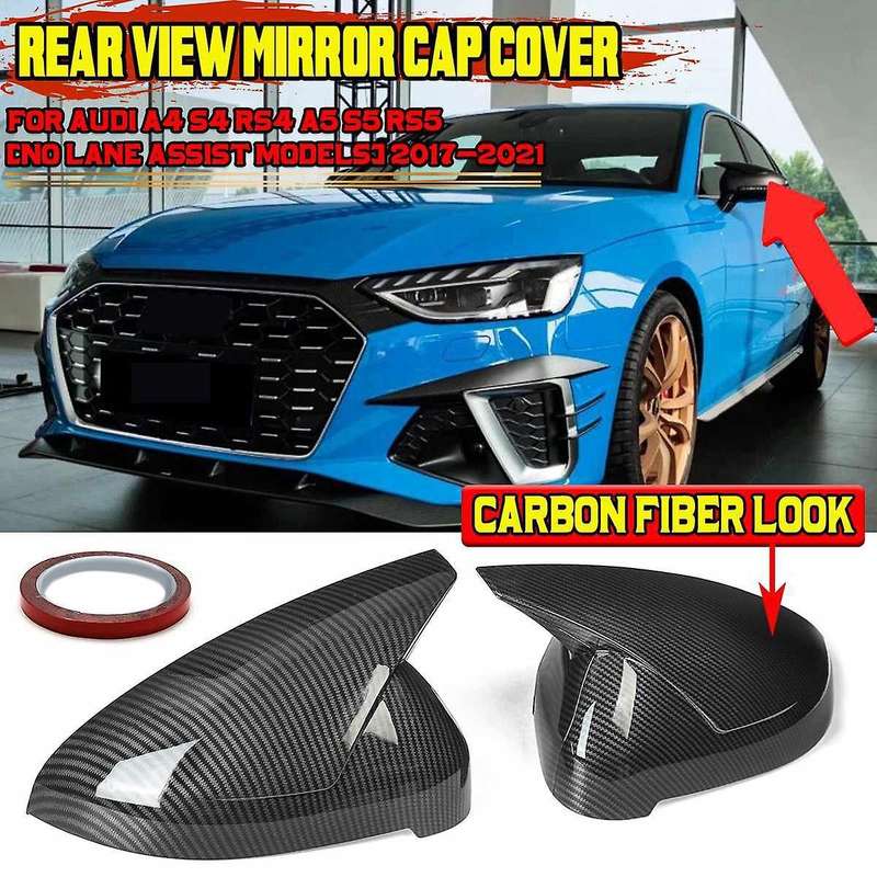 2Pcs A4 Mirror Cover Add-on Car Rear View Rearview Side Mirror Cover Cap for- A4 S4 RS4 A5 S5 RS5 20