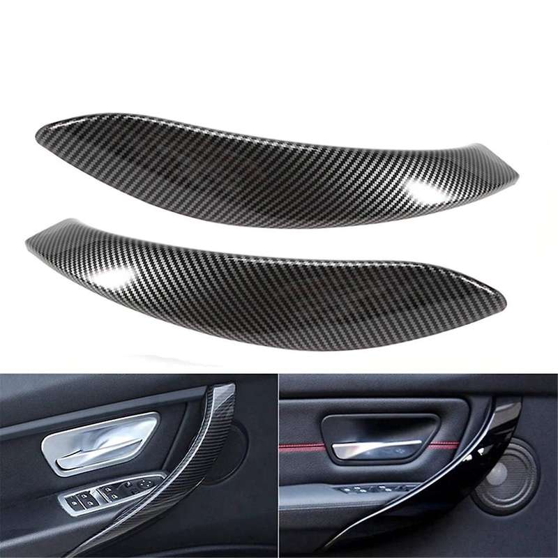 2Pcs ABS Carbon Fiber Door Handle Trim Interior Door Pull Handle Cover for 3 4 Series F30 F31 M3 F32