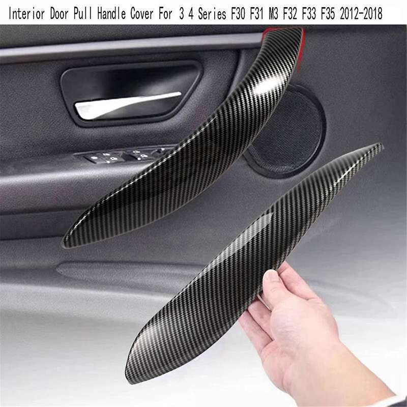 2Pcs ABS Carbon Fiber Door Handle Trim Interior Door Pull Handle Cover for 3 4 Series F30 F31 M3 F32