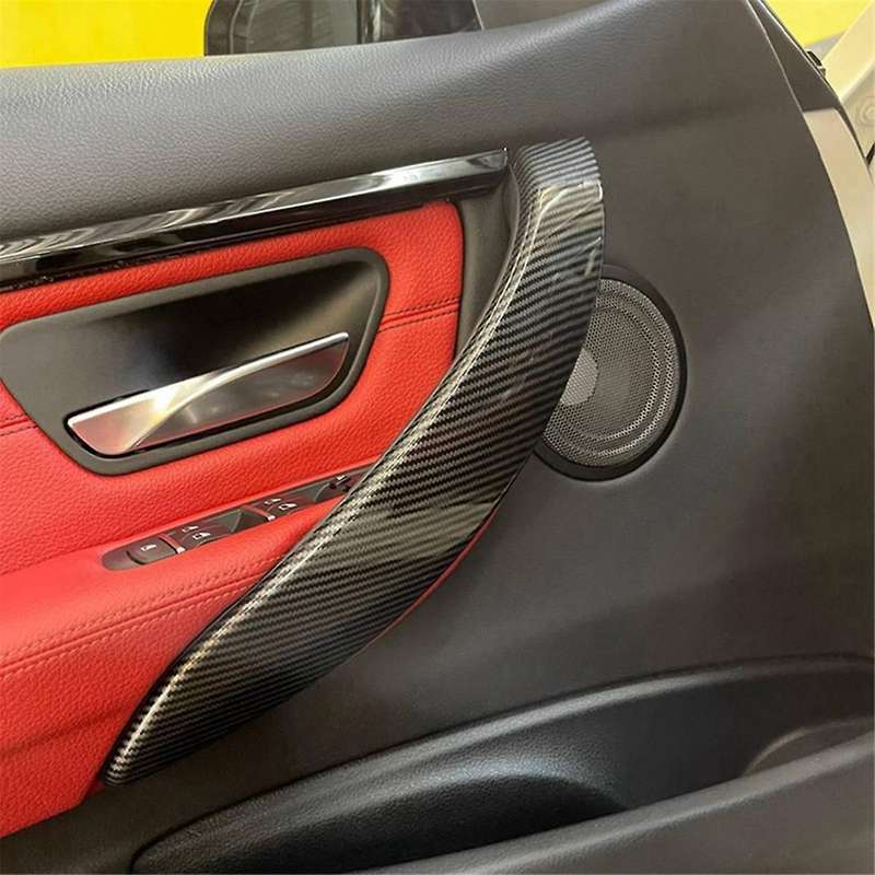 2Pcs ABS Carbon Fiber Door Handle Trim Interior Door Pull Handle Cover for 3 4 Series F30 F31 M3 F32