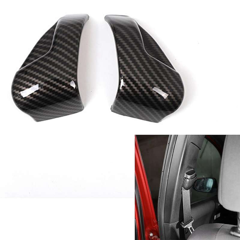 2PCS ABS Carbon Fiber Front Seat Safety Belt Button Decor Cover Trim for 2017-2019