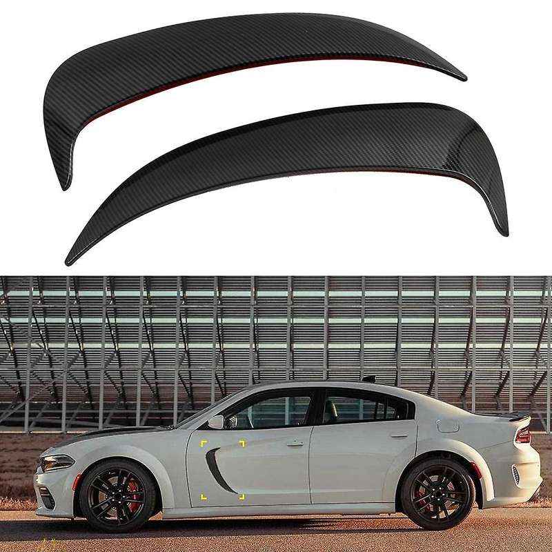 2PCS ABS Carbon Fiber Air Intake Grille Trim Side Door Wind Knife for Charger 2015-2020 Accessories
