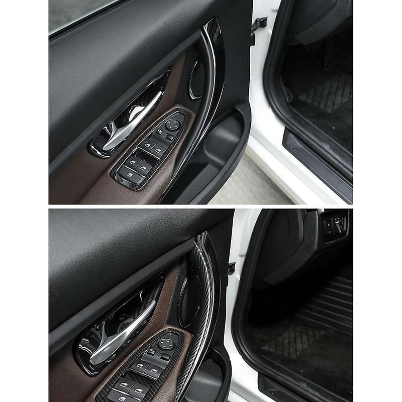 2Pcs ABS Interior Door Handle Cover Compatible -BMW Carbon Fiber Style