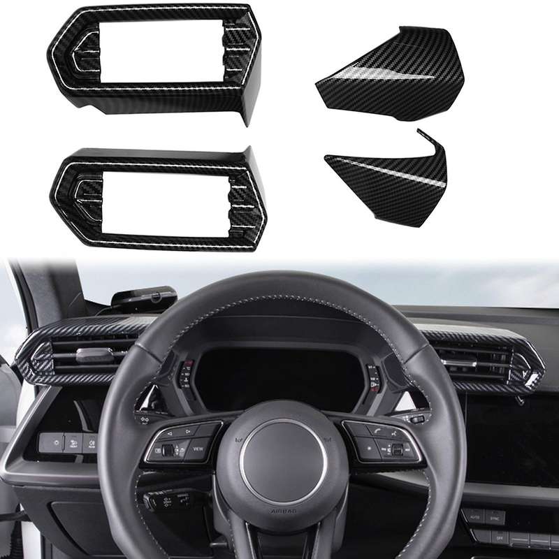 2PCS ABS Carbon Fiber Interior Dashboard Side Outlet Cover Trim for  A3 8Y Sedan Sportback 2021