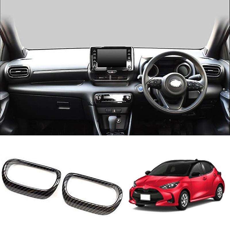 2PCS ABS Carbon Fiber Interior Dashboard Side Outlet Cover Trim for YARiS 20-21
