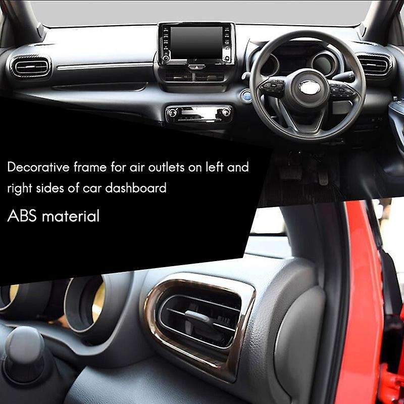 2PCS ABS Peach Wood Grain Interior Dashboard Side Outlet Cover Trim for YARiS 20-21