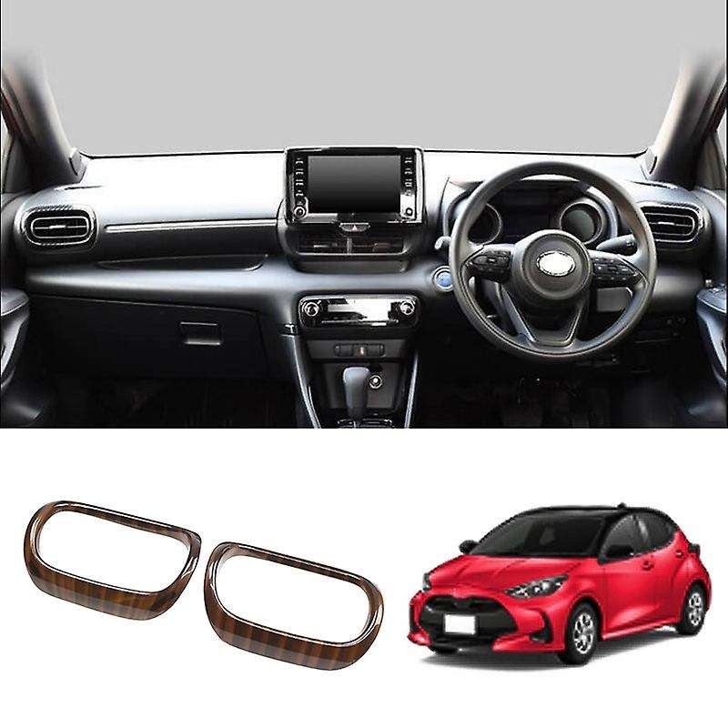 2PCS ABS Peach Wood Grain Interior Dashboard Side Outlet Cover Trim for YARiS 20-21