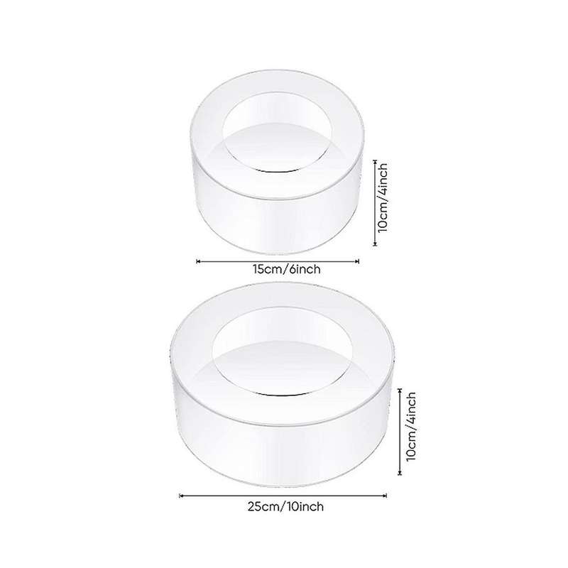 2Pcs Acrylic Fillable Cake Display Board Clear Round Fillable Cake Stand Display Box for Wedding Bi