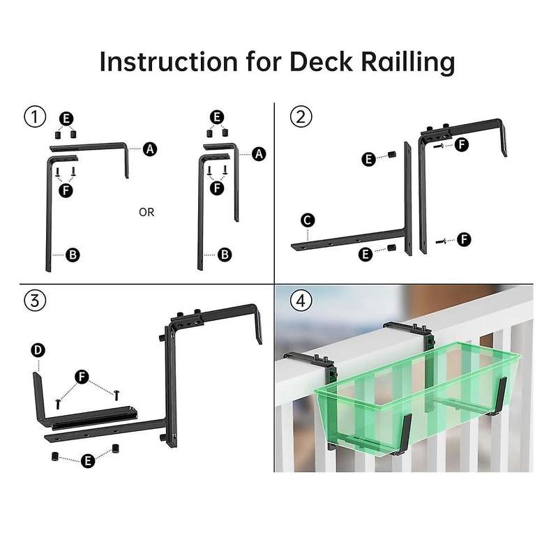 2pcs Adjustable Planter Box Brackets, Brackets for Window Boxes Planters Hanging Flower Box Holders