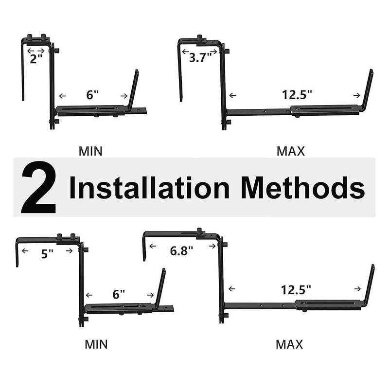 2pcs Adjustable Planter Box Brackets, Brackets for Window Boxes Planters Hanging Flower Box Holders