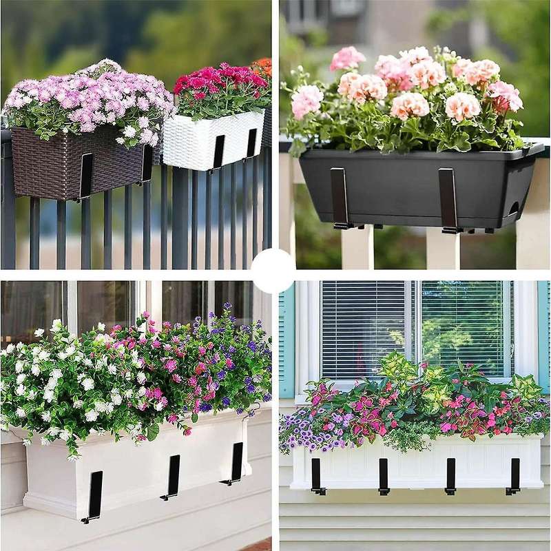 2pcs Adjustable Planter Box Brackets, Brackets for Window Boxes Planters Hanging Flower Box Holders