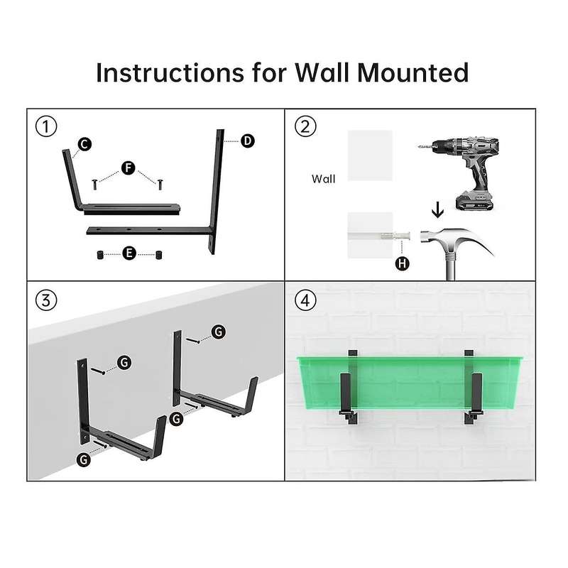 2pcs Adjustable Planter Box Brackets, Brackets for Window Boxes Planters Hanging Flower Box Holders