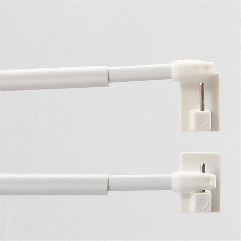 2pcs Adjustable Curtain Rod Bathroom Bar Shower Telescopic Poles without Drilling Hanger Rods for Ki
