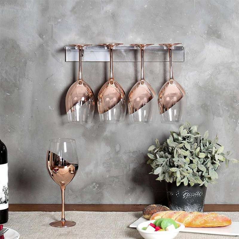 2pcs Acrylic Wine Glass Holder Wall Mounted Cup Holder Wine Glass Hanging Rack Kitchen Cupboard Bar
