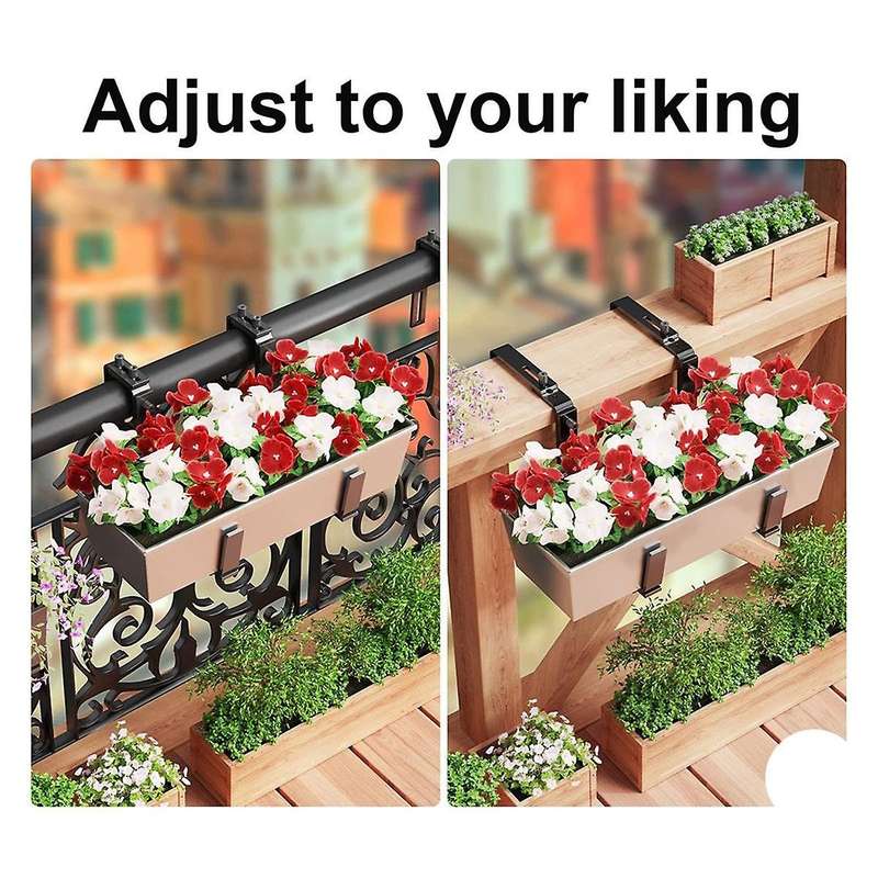2PCS Adjustable Planter Box Bracket (6 to 12.5 Inches) for Flower Box Holders, Window Boxes Planters