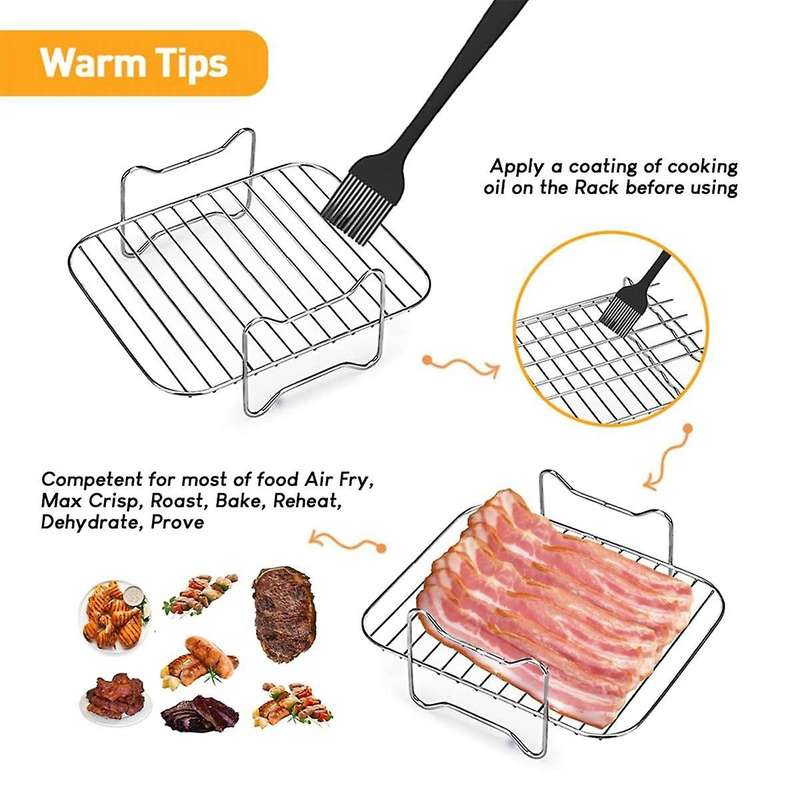 2PCS Air Fryer Rack, Air Fryer Double Layer Rack, Multi-Purpose Air Fryer Accessories, Grilling Rac
