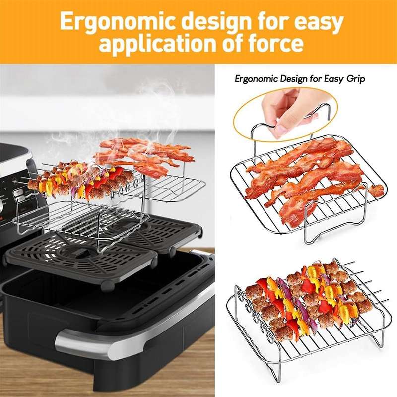 2PCS Air Fryer Rack, Air Fryer Double Layer Rack, Multi-Purpose Air Fryer Accessories, Grilling Rac