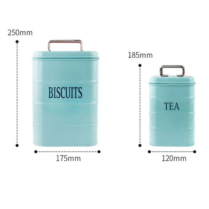 2Pcs Air Tight Metal Storage Jar with Lid Coffee Beans Tea Spice Sugar Oatmeal Sealing Box Kitchen C