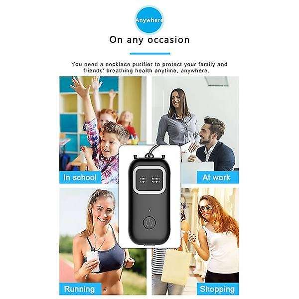 2Pcs Air Purifier Mini Portable 16000W Negative Ion Two-Speed Adjustable 500MAH Hanging Neck Purifie