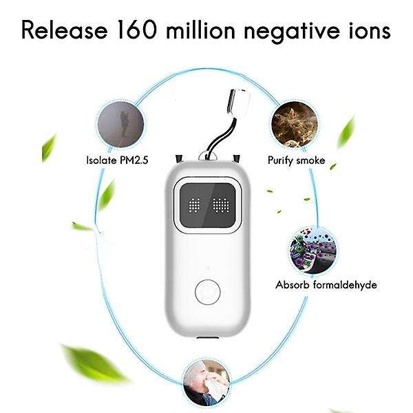 2Pcs Air Purifier Mini Portable 16000W Negative Ion Two-Speed Adjustable 500MAH Hanging Neck Purifie
