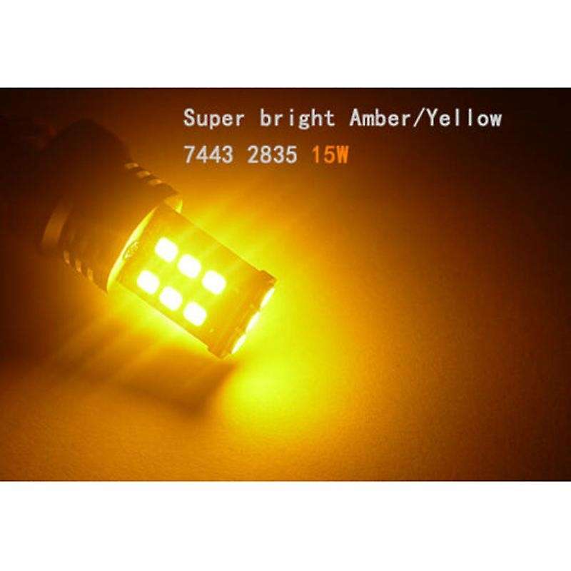 2Pcs Amber/Yellow 7443 7440 High Power 15W Non-Polarity LED Turn Signal Light Bulb