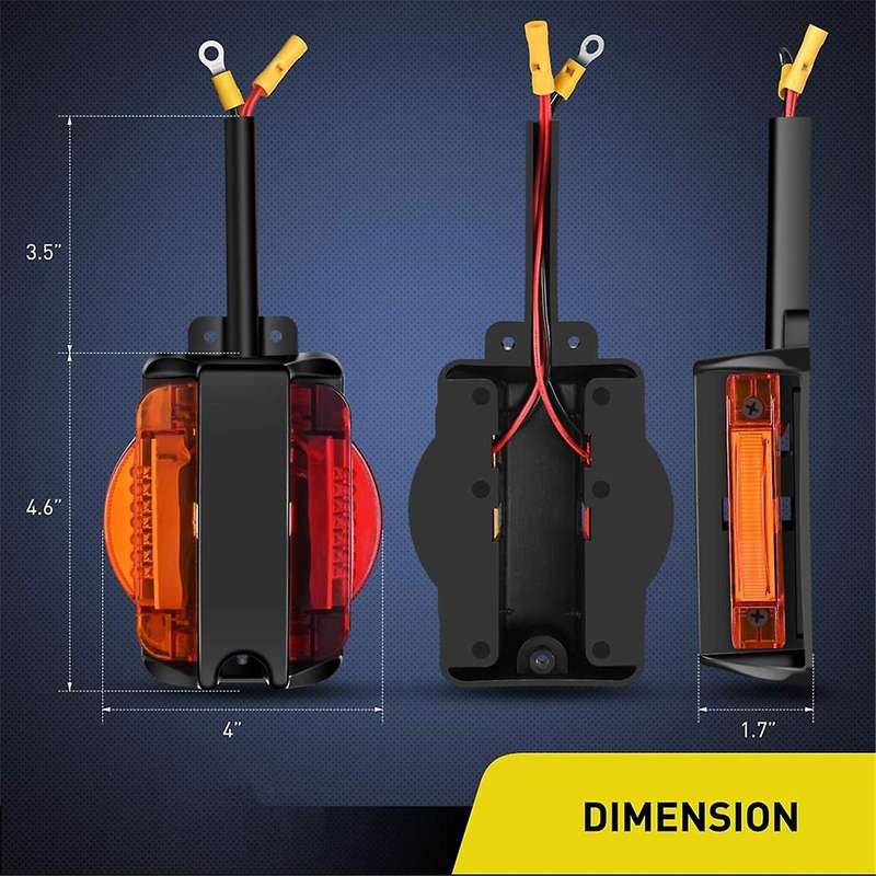 2PCS Amber/Red LED Marker Lights LED Clearance Trailer Lights Trailer Light Assembly