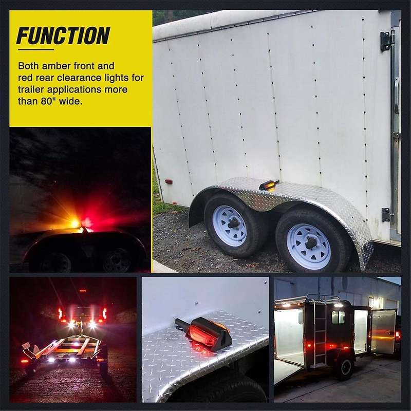 2PCS Amber/Red LED Marker Lights LED Clearance Trailer Lights Trailer Light Assembly