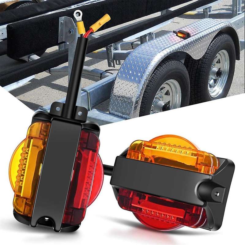2PCS Amber/Red LED Marker Lights LED Clearance Trailer Lights Trailer Light Assembly