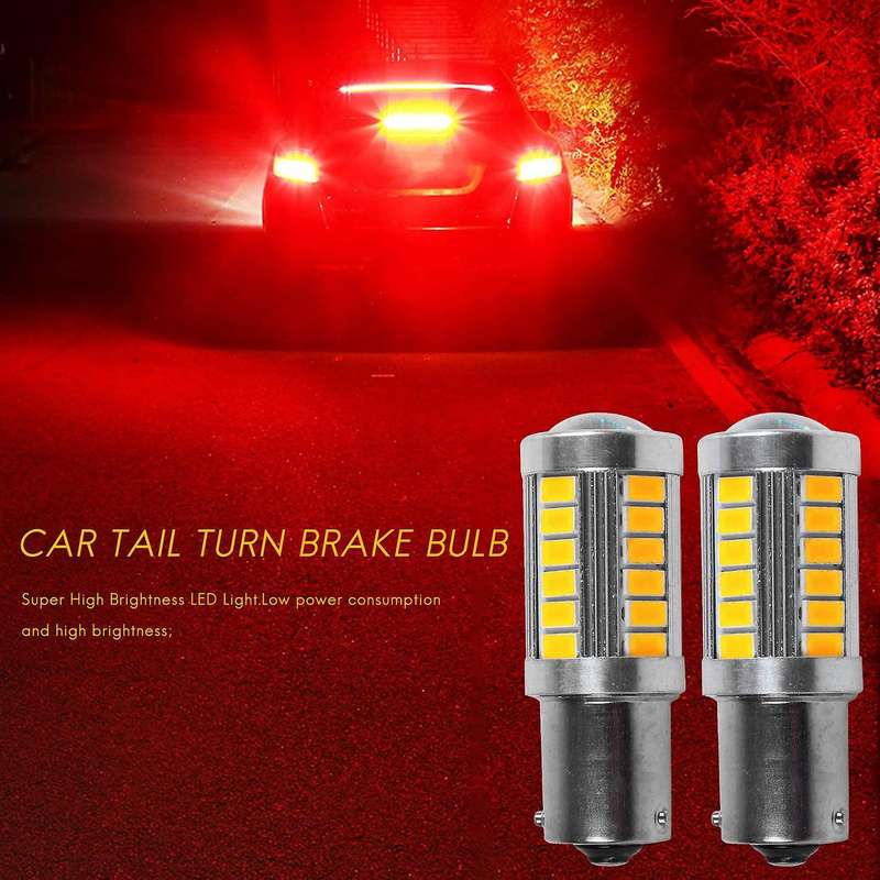 2pcs Amber 1156PY BAU15S PY21W Led 33SMD Car Tail Turn Brake Reverse Signal Bulb Y