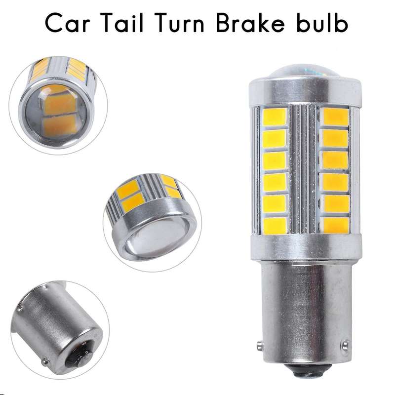 2pcs Amber 1156PY BAU15S PY21W Led 33SMD Car Tail Turn Brake Reverse Signal Bulb Y
