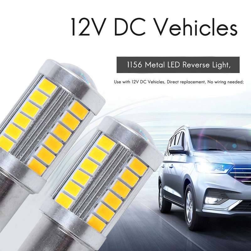 2pcs Amber 1156PY BAU15S PY21W Led 33SMD Car Tail Turn Brake Reverse Signal Bulb Y